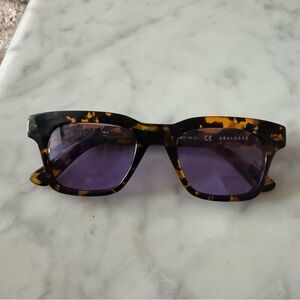 Tortoise Shell Sunglasses with Purple Lenses